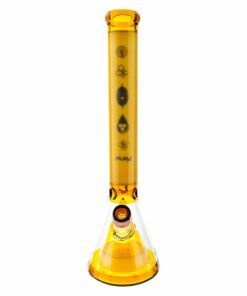 Shop MAV Glass 18" Honey Bee Pyramid Beaker Bong with Ice Pinch - Limited Edition in australian