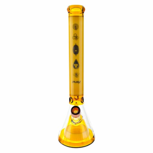 Shop MAV Glass 18" Honey Bee Pyramid Beaker Bong with Ice Pinch - Limited Edition in australian