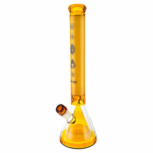 Shop MAV Glass 18" Honey Bee Pyramid Beaker Bong with Ice Pinch - Limited Edition in australian