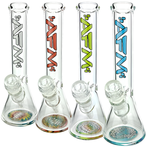 Shop 10" AFM Glass Rasta Clear Glass Mini Beaker Bong in australian