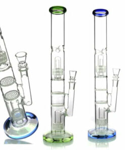 Shop 1Stop Glass 18 Inch Straight Tube Bong w/ Double Matrix & Double Honeycomb Percs in australian