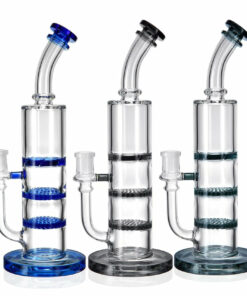 Shop 1Stop Glass 11" Triple Perc Bong - Double Honey Comb Percs + a Turbine Perc in australian