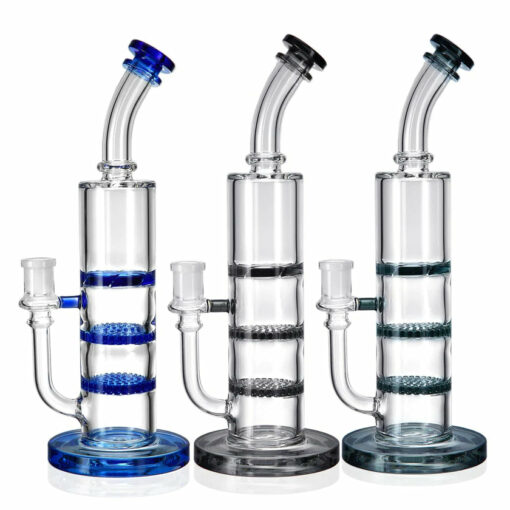 Shop 1Stop Glass 11" Triple Perc Bong - Double Honey Comb Percs + a Turbine Perc in australian