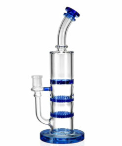 Shop 1Stop Glass 11" Triple Perc Bong - Double Honey Comb Percs + a Turbine Perc in australian