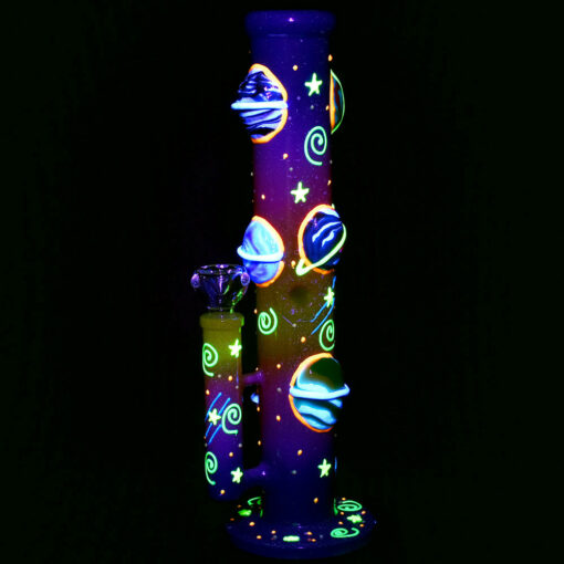 Shop Orbiting Planets Straight Tube Glow in Dark Water Pipe - 13.75" / 19mm F in australian