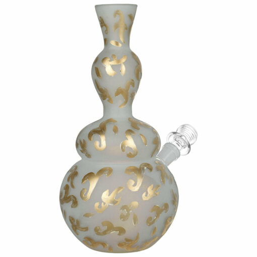 Shop Fleur-de-lis Frosted Soft Glass Water Pipe - 9" / 14mm F in australian