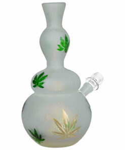 Shop Hemp Leaf Frosted Soft Glass Water Pipe - 9" / 14mm F in australian