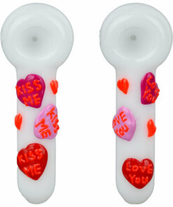 Shop 5PC SET - Valentines Hearts Glow In The Dark Glass Spoon Pipe - 5" in australian