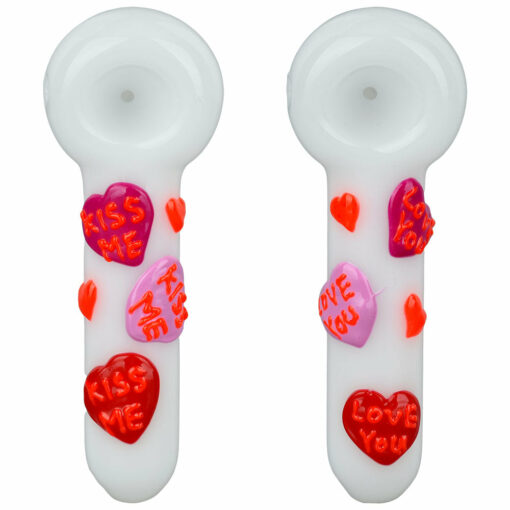 Shop 5PC SET - Valentines Hearts Glow In The Dark Glass Spoon Pipe - 5" in australian