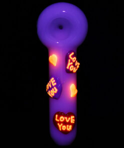 Shop 5PC SET - Valentines Hearts Glow In The Dark Glass Spoon Pipe - 5" in australian