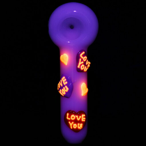 Shop 5PC SET - Valentines Hearts Glow In The Dark Glass Spoon Pipe - 5" in australian