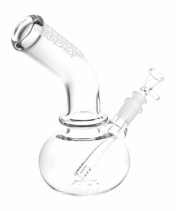 Shop Phoenix Rising Bent Neck Bubble Glass Water Pipe - 8.75" / 14mm F / Clear in australian