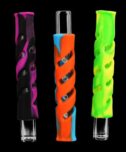 Shop Swirled Silicone Wrapped Glass Taster Chillum in australian