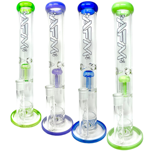 Shop 14" AFM Glass Ripper Single Arm Perc Glass Straight Tube Bong in australian