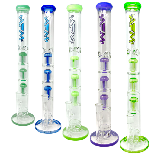 Shop 21" AFM Ripper Triple Tree Perc Glass Straight Tube Bong in australian