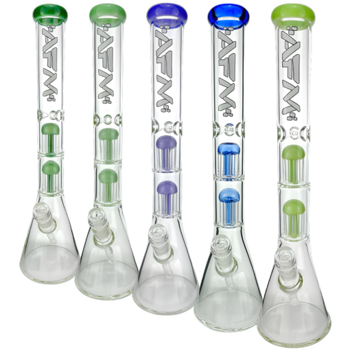 Shop 18" AFM Hitter Double Arm Perc 9mm Glass Beaker Bong in australian