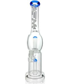 Shop 16" AFM Glass Double UFO Perc Glass Straight Tube Bong in australian