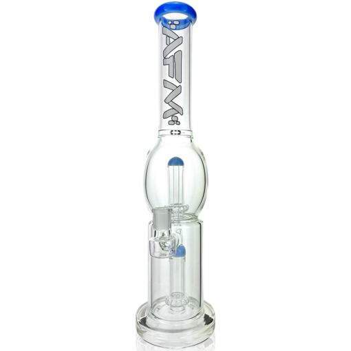 Shop 16" AFM Glass Double UFO Perc Glass Straight Tube Bong in australian