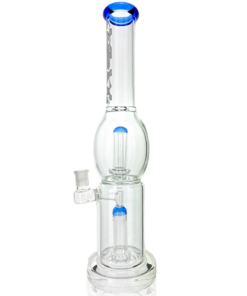 Shop 16" AFM Glass Double UFO Perc Glass Straight Tube Bong in australian