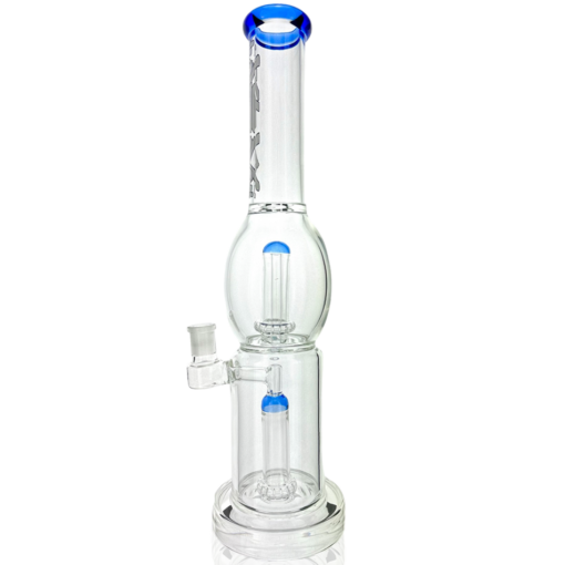 Shop 16" AFM Glass Double UFO Perc Glass Straight Tube Bong in australian