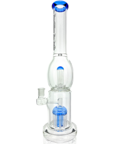 Shop 16" AFM Glass UFO Arm Double Perc Glass Straight Tube Bong in australian