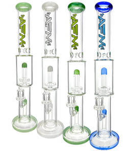 Shop 18" AFM Glass Double Shower Straight Tube Bong in australian