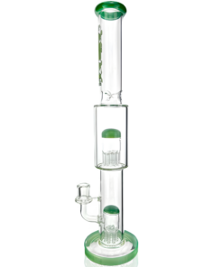 Shop 18" AFM Glass Daisy Double Perc Straight Tube Bong in australian