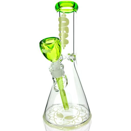 Shop 12" AFM Glass Chubbi Beaker Clear Colored Lip Beaker Bong Bundle in australian