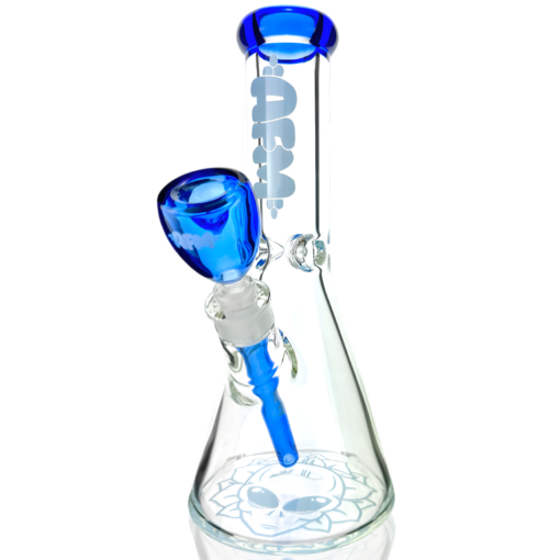 Shop 12" AFM Glass Chubbi Beaker Clear Colored Lip Beaker Bong Bundle in australian