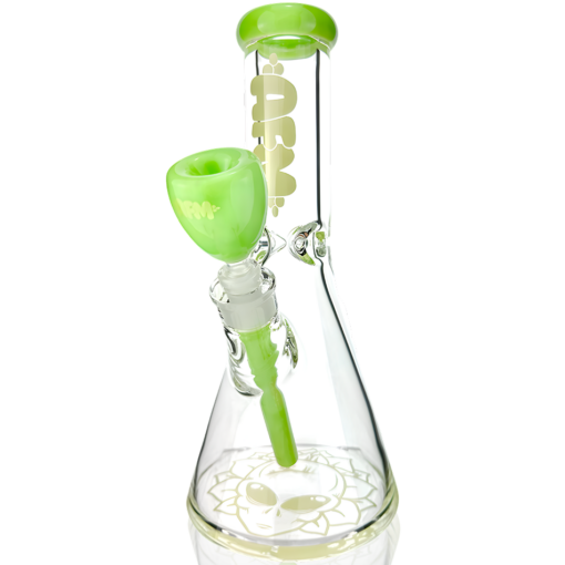 Shop 12" AFM Glass Chubbi Beaker Clear Colored Lip Beaker Bong Bundle in australian