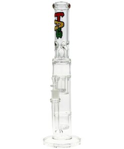 Shop Thick Ass Glass 19" Rasta Double Showerhead Percolator Bong with Helical Splash Guard in australian