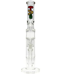 Shop Thick Ass Glass 19" Rasta Double Showerhead Percolator Bong with Helical Splash Guard in australian