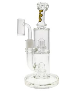 Shop Thick Ass Glass 9" Vibrant Yellow Bent Neck Bong w/ Double UFO Perc in australian