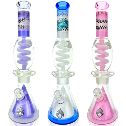 Shop 16" AFM Glass Reversal UFO Pyramid Freezable Coil Glass Beaker Bong in australian