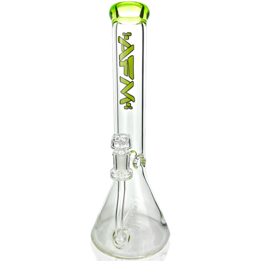 Shop 13" AFM Glass Inline Perc Colored Lip 9mm Glass Beaker Bong in australian