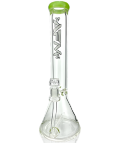 Shop 13" AFM Glass Inline Perc Colored Lip 9mm Glass Beaker Bong in australian