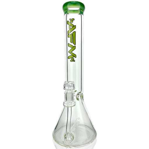 Shop 13" AFM Glass Inline Perc Colored Lip 9mm Glass Beaker Bong in australian