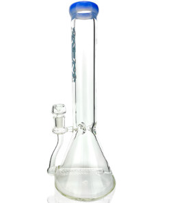 Shop 13" AFM Glass Inline Perc Colored Lip 9mm Glass Beaker Bong in australian