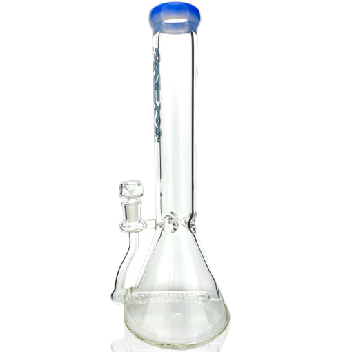 Shop 13" AFM Glass Inline Perc Colored Lip 9mm Glass Beaker Bong in australian