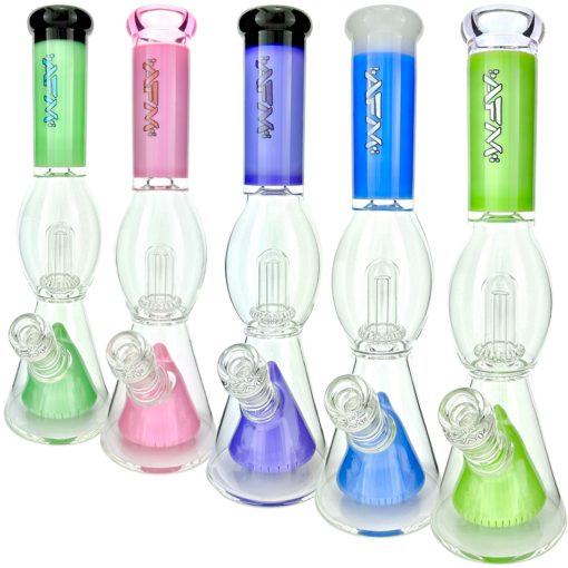 Shop 13" AFM Glass UFO Pyramid Color Glass Beaker Bong in australian