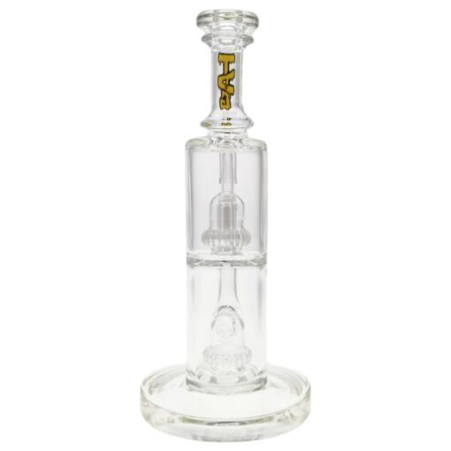 Shop Thick Ass Glass 9" Vibrant Yellow Bent Neck Bong w/ Double UFO Perc in australian