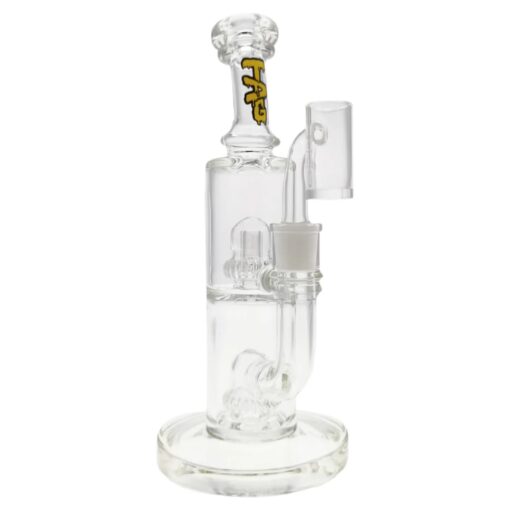 Shop Thick Ass Glass 9" Vibrant Yellow Bent Neck Bong w/ Double UFO Perc in australian