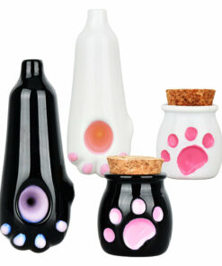 Shop Adorable Cat Paw Glass Hand Pipe & Jar Set - 4" in australian