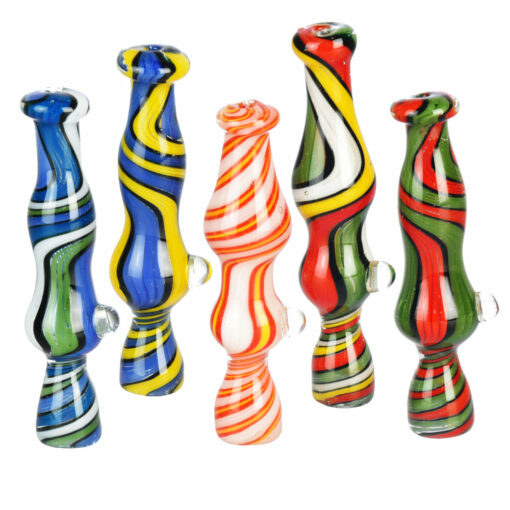 Shop Dancing Colors Wig Wag Chillum Pipe - Mesmerizing 3.75" Glass Pipe in australian