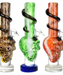 Shop Embellish The Mind Soft Glass Water Pipe - 10.25" Skull Base Design in australian