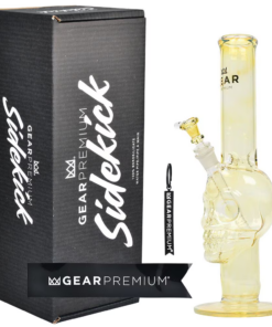 Shop Gear Premium Color Changing Skull Straight Tube Glass Water Pipe | 15" | 14mm F | Licensed Gift Box Included in australian