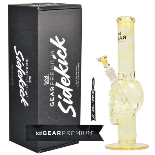 Shop Gear Premium Color Changing Skull Straight Tube Glass Water Pipe | 15" | 14mm F | Licensed Gift Box Included in australian