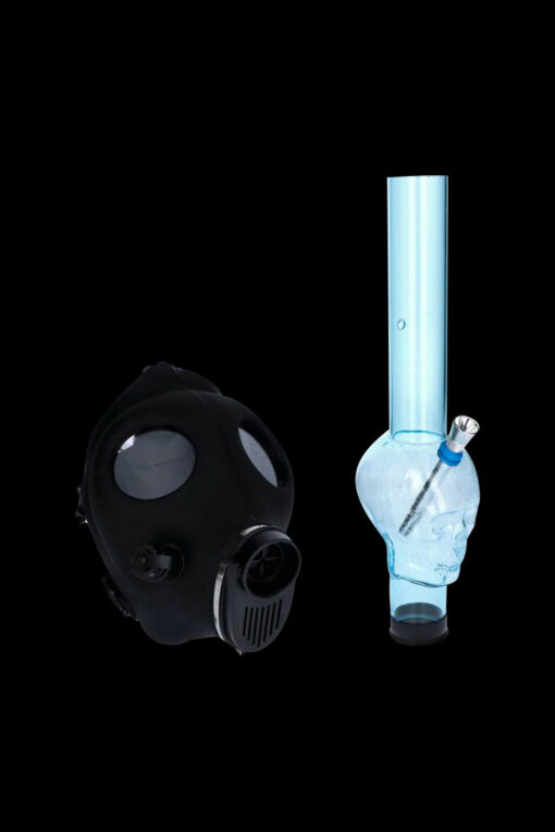 Shop Silicone Gas Mask Bong - Acrylic Skull Tube - Black in australian