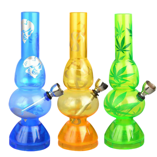 Shop Mini Acrylic Double Bubble Water Pipe with Built in Grinder Base in australian