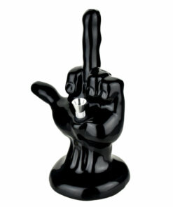 Shop One-Fingered Salute Ceramic Water Pipe | 8.5" | Black in australian